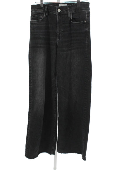 Frame Womens Black Wide Leg Jeans Mid Rise Cotton Blend Inseam 31 Size 26