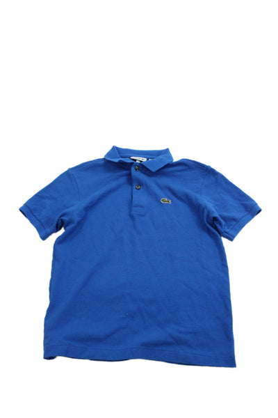 Lacoste Boys Solid Cotton Short Sleeve Polo Shirt Blue Size 12