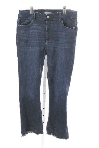 DL1961 Women Straight Jeans High Rise Blue Button Cotton Size 31