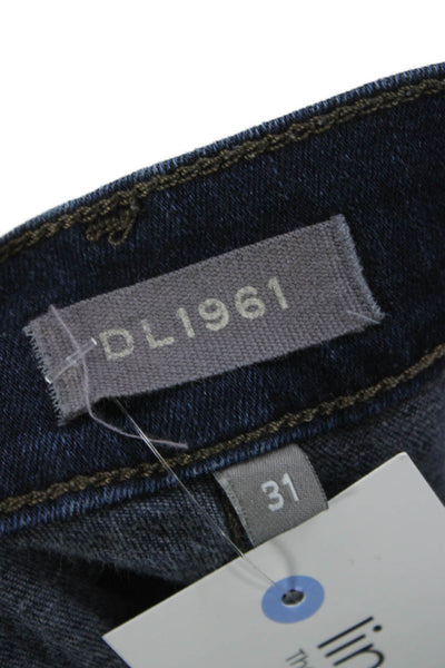 DL1961 Women Straight Jeans High Rise Blue Button Cotton Size 31