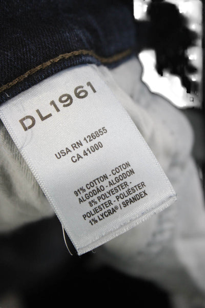 DL1961 Women Straight Jeans High Rise Blue Button Cotton Size 31