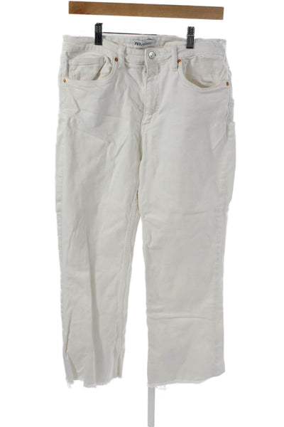 Zara Womens Straight Jeans White Cotton High Rise 26in Size 10