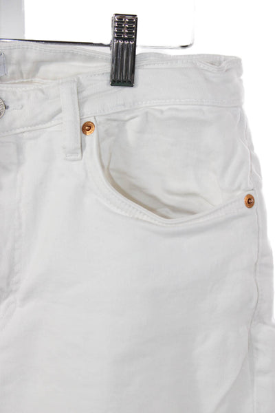 Zara Womens Straight Jeans White Cotton High Rise 26in Size 10
