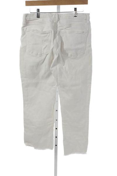 Zara Womens Straight Jeans White Cotton High Rise 26in Size 10