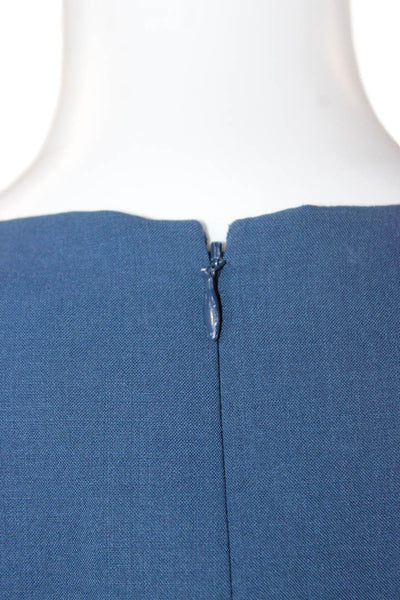 Theory Womens Blue Virgin Wool Sheath Dress Sleeveless Round Neck Zip Size 10