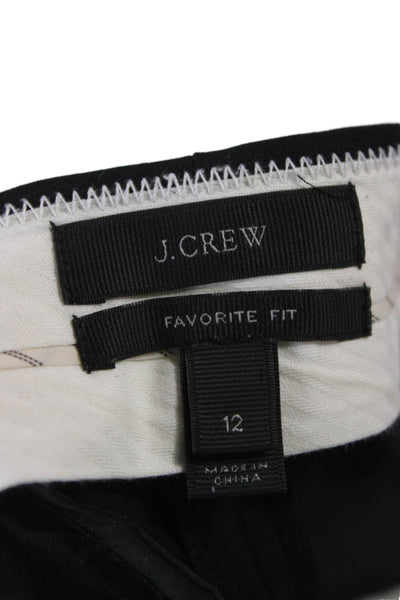 J Crew Womens Black Wool Dress Pants Zip Closure Size 12