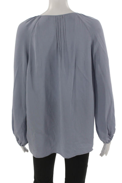 Joie Women Silk Tunic Long Sleeve Blue Round Neck Size L