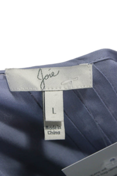 Joie Women Silk Tunic Long Sleeve Blue Round Neck Size L