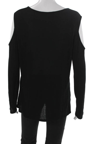 Mickey+Jenny Women Tunic Blouse V-Neck Long Sleeve Black Tencel Pullover Size L