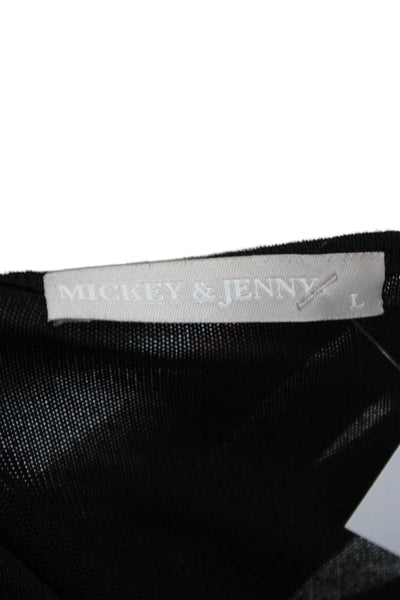 Mickey+Jenny Women Tunic Blouse V-Neck Long Sleeve Black Tencel Pullover Size L