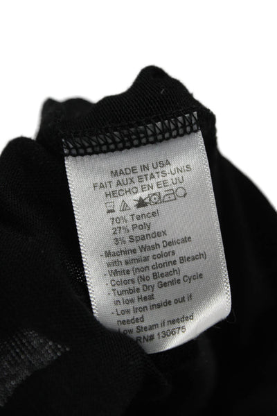 Mickey+Jenny Women Tunic Blouse V-Neck Long Sleeve Black Tencel Pullover Size L