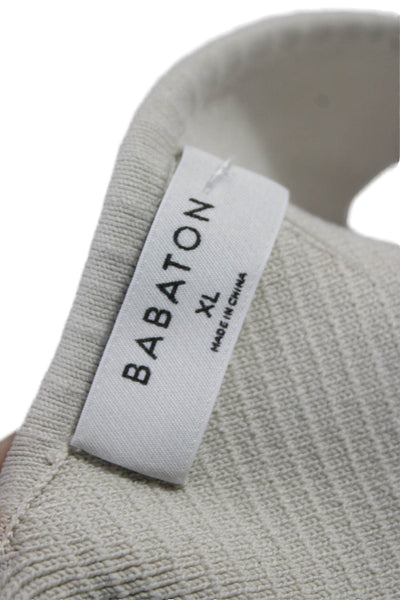Babaton Womens Basic Striped V-Neck Sleeveless Tank Beige Size XL