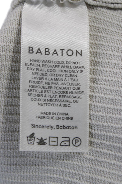 Babaton Womens Basic Striped V-Neck Sleeveless Tank Beige Size XL