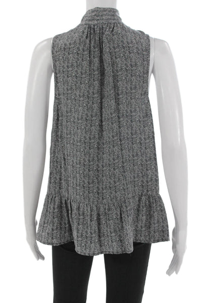Joie Womens Silk Sleeveless High Neck Herringbone Blouse Black Size M