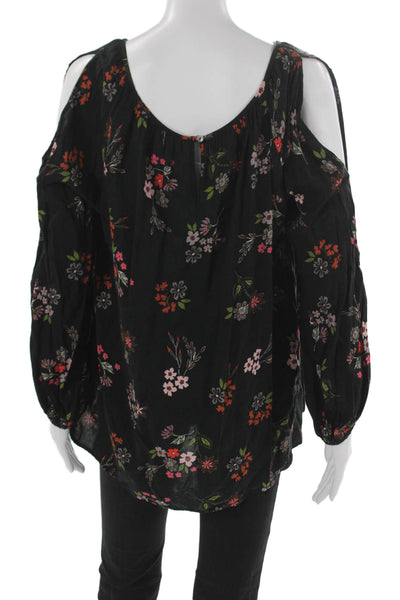 Velvet by Graham & Spencer Womens Scoop Neck Floral Blouse Longsleeve Size L