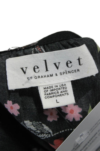 Velvet by Graham & Spencer Womens Scoop Neck Floral Blouse Longsleeve Size L