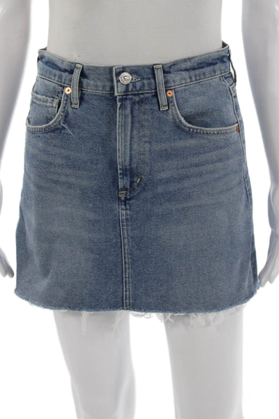 Citizens of Humanity Womens Mini Skirt Blue Cotton Button Size 25