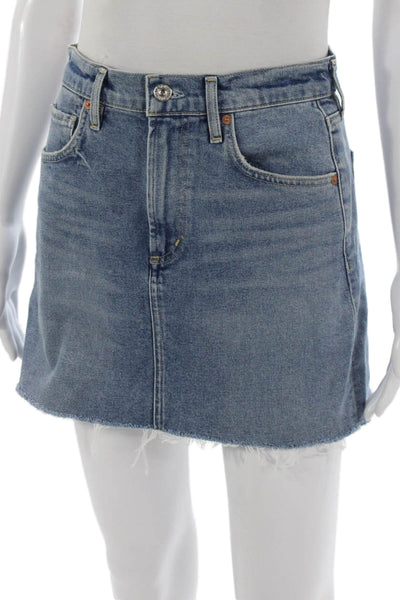 Citizens of Humanity Womens Mini Skirt Blue Cotton Button Size 25
