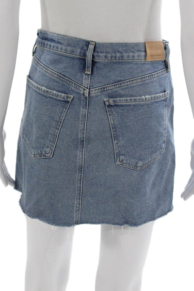 Citizens of Humanity Womens Mini Skirt Blue Cotton Button Size 25