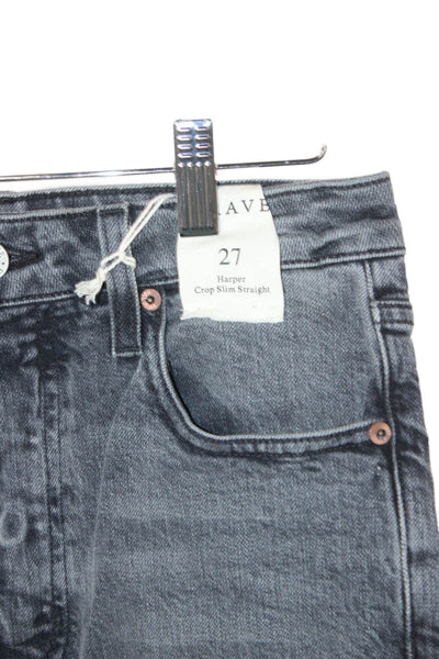 Trave Womens Cropped High Rise Gray Cotton Blend Jeans Size 27