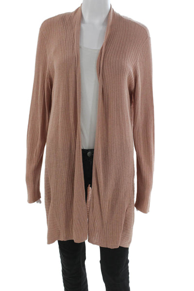 Eileen Fisher Women Silk Pink V Neck Cardigan Long Sleeve Solid Size L