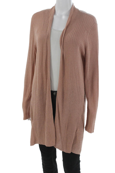 Eileen Fisher Women Silk Pink V Neck Cardigan Long Sleeve Solid Size L