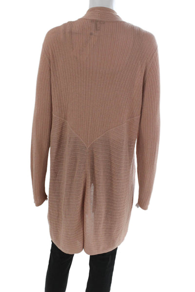Eileen Fisher Women Silk Pink V Neck Cardigan Long Sleeve Solid Size L