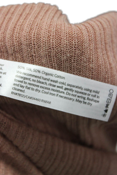 Eileen Fisher Women Silk Pink V Neck Cardigan Long Sleeve Solid Size L