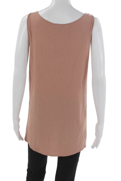 Eileen Fisher Women Silk Sleeveless Tunic Tank Scoop Neck Beige Size XL