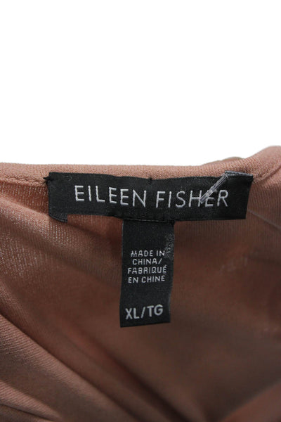 Eileen Fisher Women Silk Sleeveless Tunic Tank Scoop Neck Beige Size XL