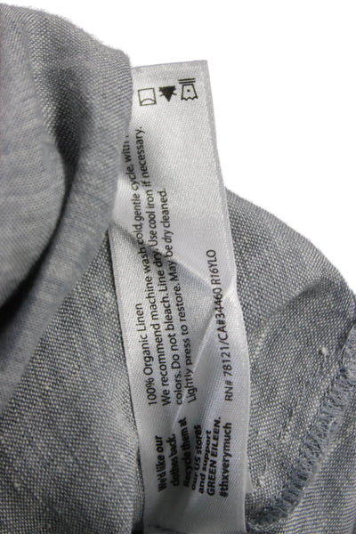 Eileen Fisher Womens Shirt Dress Button-Up Gray Linen 3/4 Sleeve Size XL