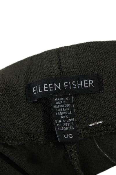 Eileen Fisher Womens Green Capri Pants Pull On Viscose Blend Size L