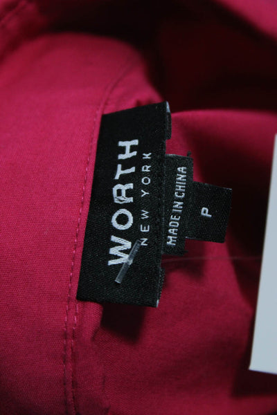 Worth New York Women Basic Cotton Collared Blouse Button 3/4 Sleeve Pink Size S