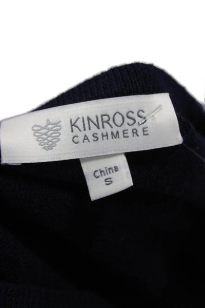 Kinross Cashmere Womens Blue Boat Neck Pullover 3/4 Sleeve Size S