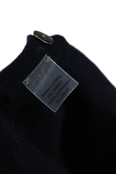 Kinross Cashmere Womens Blue Boat Neck Pullover 3/4 Sleeve Size S