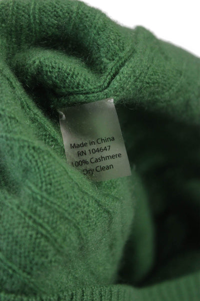 Kinross Cashmere Women Pullover Sweater Scoop Neck 3/4 Sleeve Green Size L