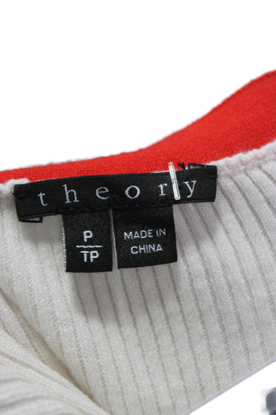Theory Womens Striped Crew Neck Pullover Sweater Long Sleeve Red Size S