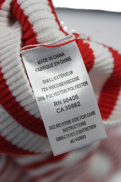 Theory Womens Striped Crew Neck Pullover Sweater Long Sleeve Red Size S