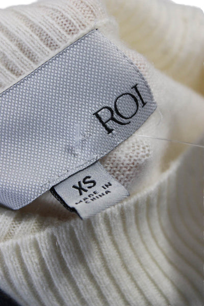 Roi Women Cashmere Turtleneck Pullover Sweater Ivory Long Sleeve Size XS
