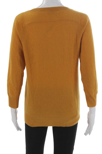 Joie Womens Yellow Cashmere Scoop Neck Pullover Sweater 3/4 Sleeve Size XS