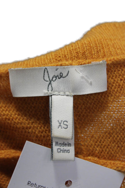 Joie Womens Yellow Cashmere Scoop Neck Pullover Sweater 3/4 Sleeve Size XS