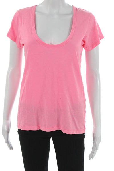 Rag & Bone Womens Pink Pima Cotton Scoop Neck Tee Short Sleeve Size S
