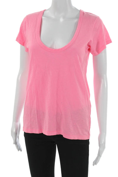 Rag & Bone Womens Pink Pima Cotton Scoop Neck Tee Short Sleeve Size S