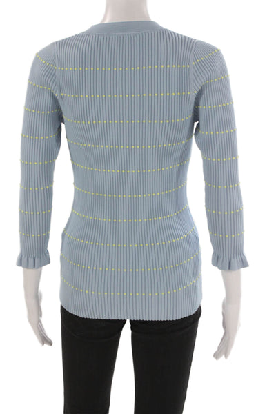 Sandro Womens Striped V-Neck Lace Up Viscose Blouse 3/4 Sleeve Fall Size 3