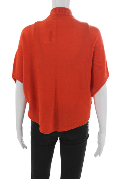 Magaschoni Women Cashmere V-Neck Short Sleeve Cardigan Sweater Orange Size 2