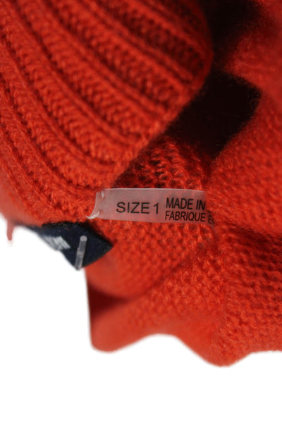 Magaschoni Women Cashmere V-Neck Short Sleeve Cardigan Sweater Orange Size 2