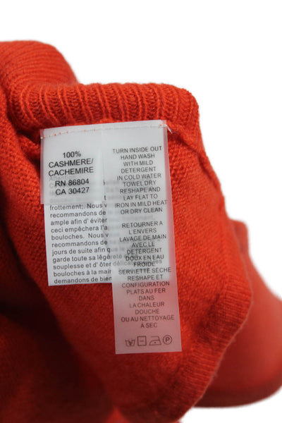 Magaschoni Women Cashmere V-Neck Short Sleeve Cardigan Sweater Orange Size 2