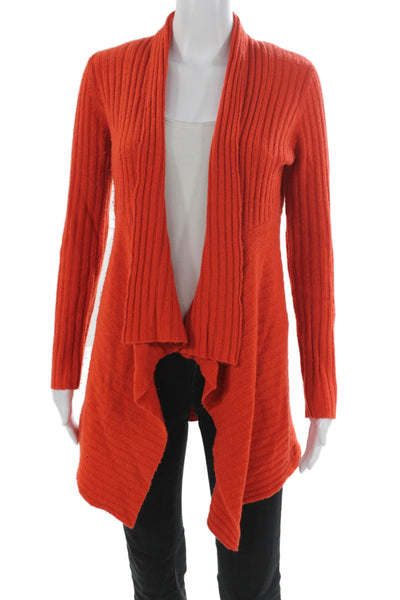 Autumn Cashmere Women Orange Cashmere V-Neck Cardigan Long Sleeve Size S