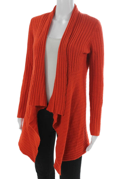 Autumn Cashmere Women Orange Cashmere V-Neck Cardigan Long Sleeve Size S