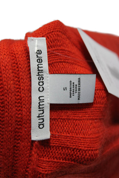 Autumn Cashmere Women Orange Cashmere V-Neck Cardigan Long Sleeve Size S